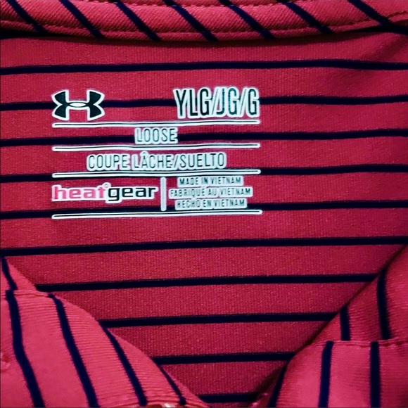 Under Armour•YLG•Performance™ Golf Polo•Red/Navy - Picture 3 of 7